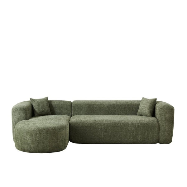 English Elm Video]109.4 Inch Modular L-Shape Chenille Sectional Cloud Couch for Open Living Rooms Green W3505S00075