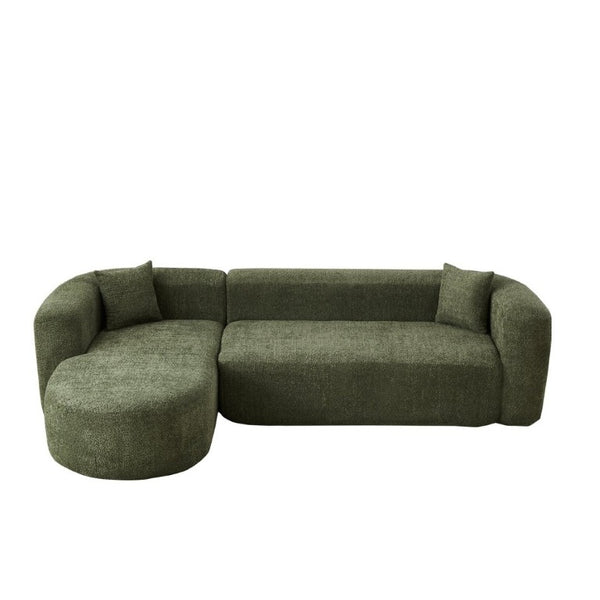 English Elm Video]109.4 Inch Modular L-Shape Chenille Sectional Cloud Couch for Open Living Rooms Green W3505S00075