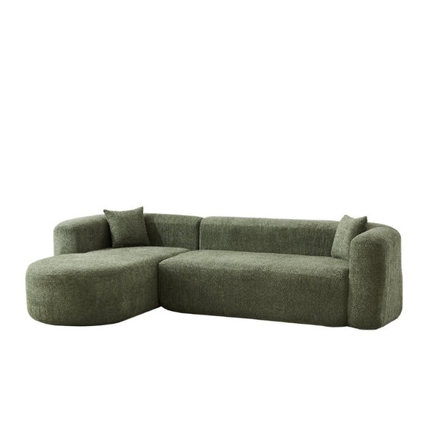 English Elm Video]109.4 Inch Modular L-Shape Chenille Sectional Cloud Couch for Open Living Rooms Green W3505S00075