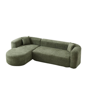 English Elm Video]109.4 Inch Modular L-Shape Chenille Sectional Cloud Couch for Open Living Rooms Green W3505S00075