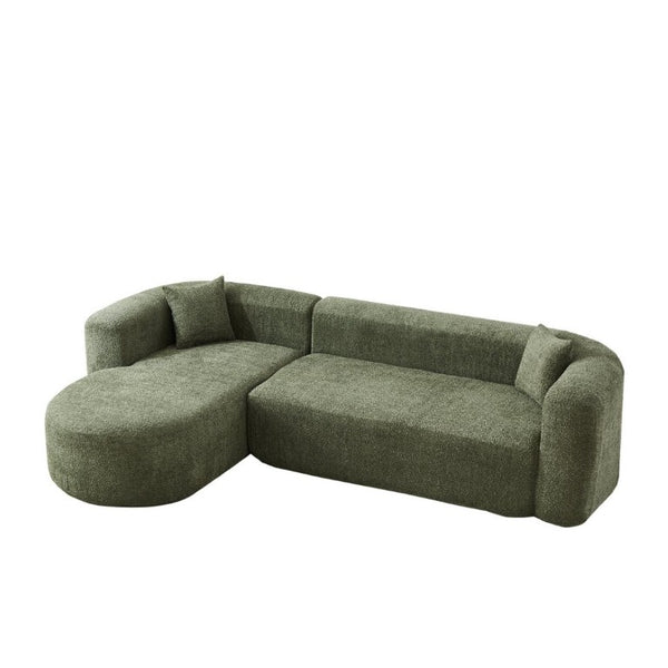 English Elm Video]109.4 Inch Modular L-Shape Chenille Sectional Cloud Couch for Open Living Rooms Green W3505S00075
