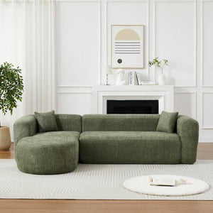 English Elm Video]109.4 Inch Modular L-Shape Chenille Sectional Cloud Couch for Open Living Rooms Green W3505S00075