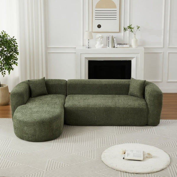 English Elm Video]109.4 Inch Modular L-Shape Chenille Sectional Cloud Couch for Open Living Rooms Green W3505S00075