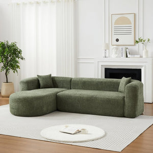 English Elm Video]109.4 Inch Modular L-Shape Chenille Sectional Cloud Couch for Open Living Rooms Green W3505S00075