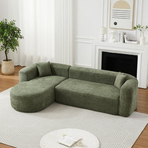 English Elm Video]109.4 Inch Modular L-Shape Chenille Sectional Cloud Couch for Open Living Rooms Green W3505S00075