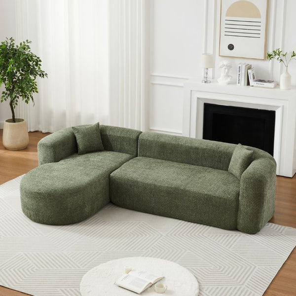 English Elm Video]109.4 Inch Modular L-Shape Chenille Sectional Cloud Couch for Open Living Rooms Green W3505S00075