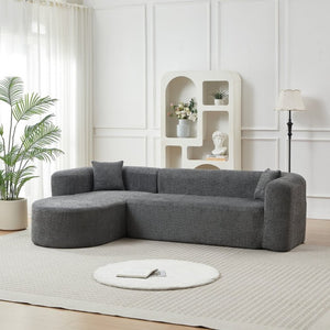 English Elm Video]109.4 Inch Modular L-Shape Chenille Sectional Cloud Couch for Open Living Rooms Gray W3505S00076