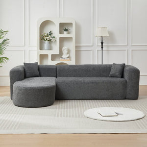 English Elm Video]109.4 Inch Modular L-Shape Chenille Sectional Cloud Couch for Open Living Rooms Gray W3505S00076