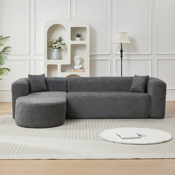English Elm Video]109.4 Inch Modular L-Shape Chenille Sectional Cloud Couch for Open Living Rooms Gray W3505S00076