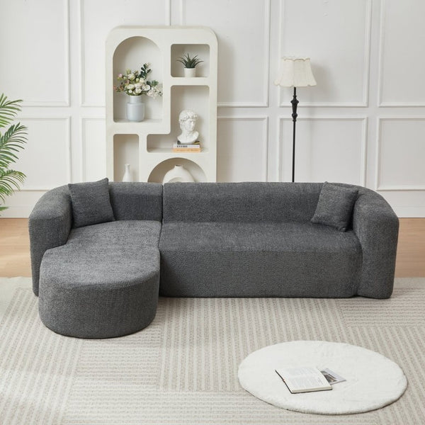 English Elm Video]109.4 Inch Modular L-Shape Chenille Sectional Cloud Couch for Open Living Rooms Gray W3505S00076
