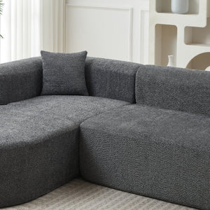 English Elm Video]109.4 Inch Modular L-Shape Chenille Sectional Cloud Couch for Open Living Rooms Gray W3505S00076