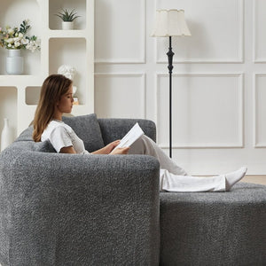 English Elm Video]109.4 Inch Modular L-Shape Chenille Sectional Cloud Couch for Open Living Rooms Gray W3505S00076