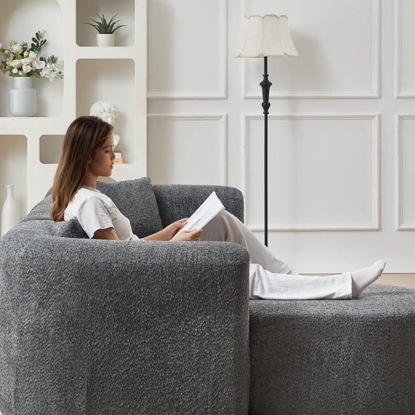 English Elm Video]109.4 Inch Modular L-Shape Chenille Sectional Cloud Couch for Open Living Rooms Gray W3505S00076