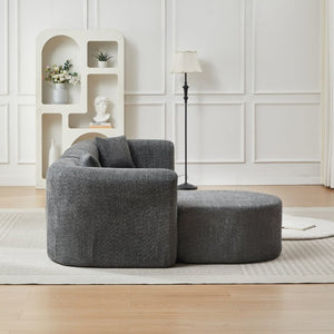 English Elm Video]109.4 Inch Modular L-Shape Chenille Sectional Cloud Couch for Open Living Rooms Gray W3505S00076