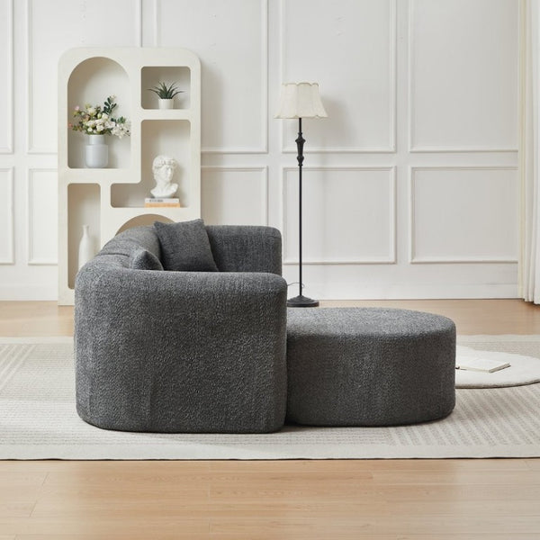 English Elm Video]109.4 Inch Modular L-Shape Chenille Sectional Cloud Couch for Open Living Rooms Gray W3505S00076
