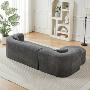 English Elm Video]109.4 Inch Modular L-Shape Chenille Sectional Cloud Couch for Open Living Rooms Gray W3505S00076