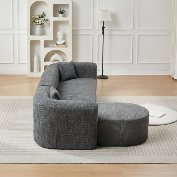 English Elm Video]109.4 Inch Modular L-Shape Chenille Sectional Cloud Couch for Open Living Rooms Gray W3505S00076