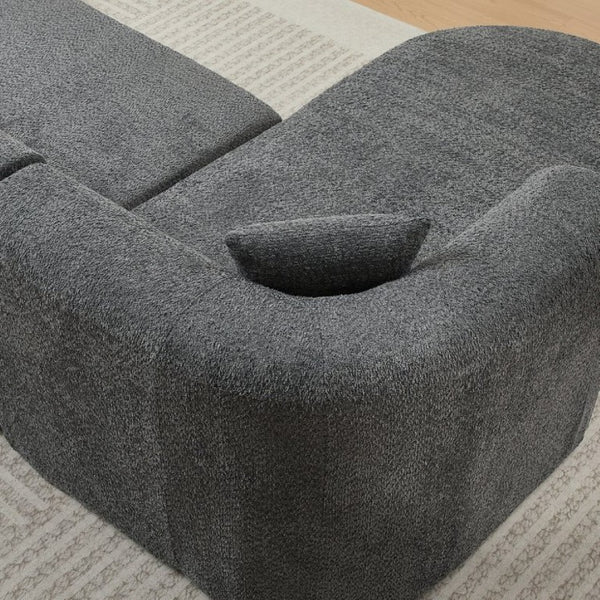 English Elm Video]109.4 Inch Modular L-Shape Chenille Sectional Cloud Couch for Open Living Rooms Gray W3505S00076