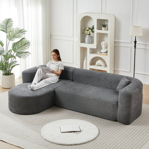 English Elm Video]109.4 Inch Modular L-Shape Chenille Sectional Cloud Couch for Open Living Rooms Gray W3505S00076