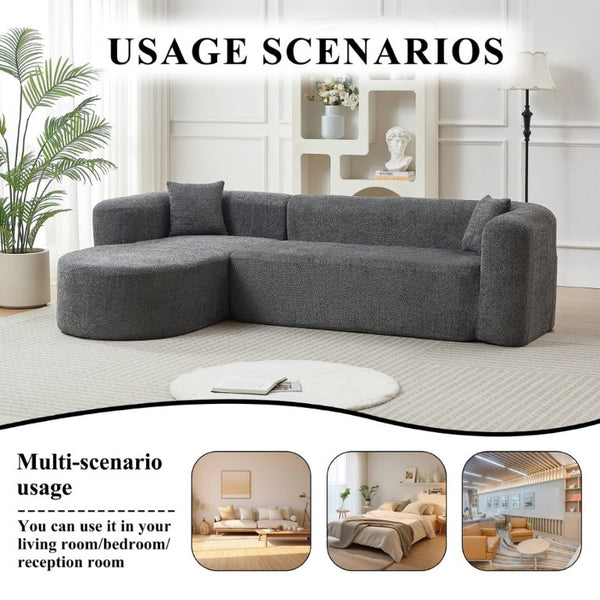 English Elm Video]109.4 Inch Modular L-Shape Chenille Sectional Cloud Couch for Open Living Rooms Gray W3505S00076