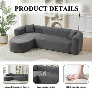 English Elm Video]109.4 Inch Modular L-Shape Chenille Sectional Cloud Couch for Open Living Rooms Gray W3505S00076