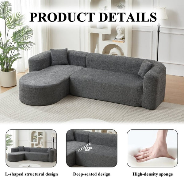 English Elm Video]109.4 Inch Modular L-Shape Chenille Sectional Cloud Couch for Open Living Rooms Gray W3505S00076