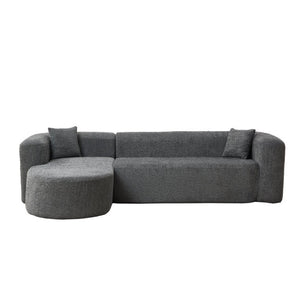 English Elm Video]109.4 Inch Modular L-Shape Chenille Sectional Cloud Couch for Open Living Rooms Gray W3505S00076