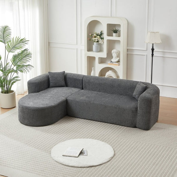 English Elm Video]109.4 Inch Modular L-Shape Chenille Sectional Cloud Couch for Open Living Rooms Gray W3505S00076