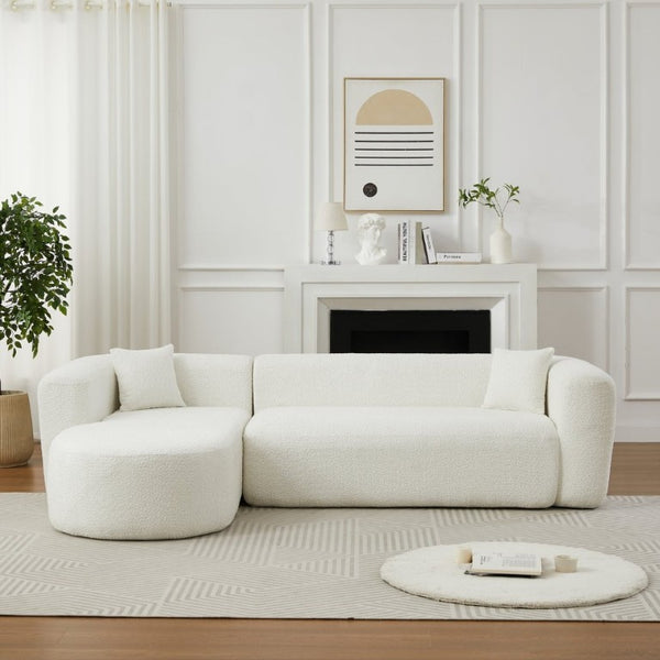 English Elm Video]109.4 Inch Modular L-Shape Chenille Sectional Cloud Couch for Open Living Rooms Beige W3505S00077