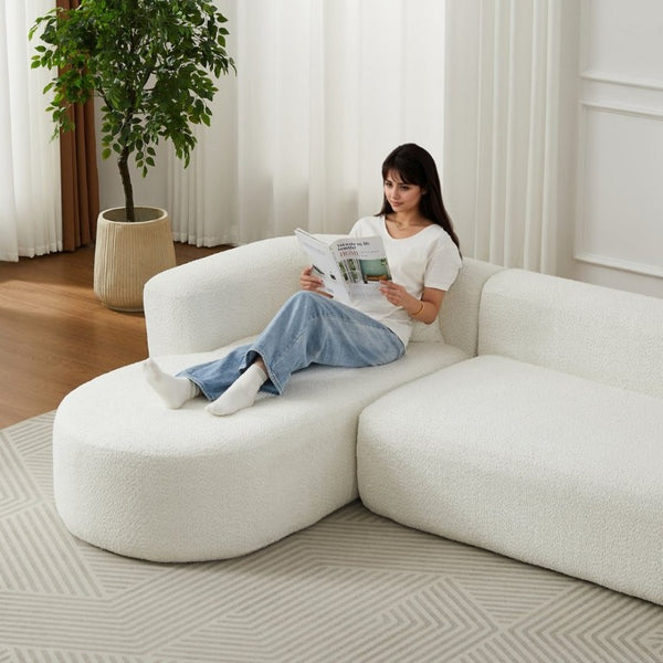 English Elm Video]109.4 Inch Modular L-Shape Chenille Sectional Cloud Couch for Open Living Rooms Beige W3505S00077