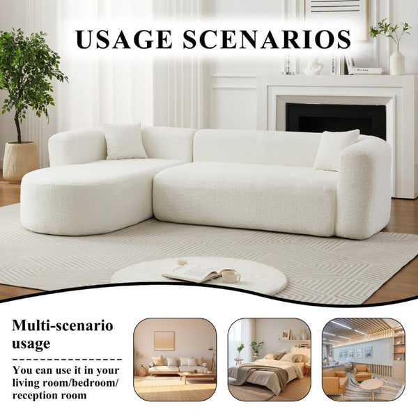 English Elm Video]109.4 Inch Modular L-Shape Chenille Sectional Cloud Couch for Open Living Rooms Beige W3505S00077