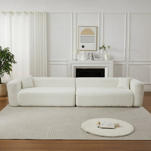 English Elm Video]109.4 Inch Modular L-Shape Chenille Sectional Cloud Couch for Open Living Rooms Beige W3505S00077