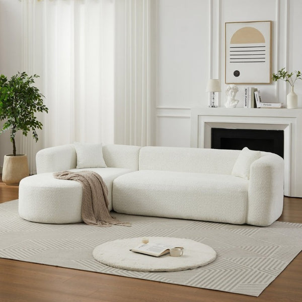 English Elm Video]109.4 Inch Modular L-Shape Chenille Sectional Cloud Couch for Open Living Rooms Beige W3505S00077