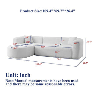 English Elm Video]109.4 Inch Modular L-Shape Chenille Sectional Cloud Couch for Open Living Rooms Beige W3505S00077