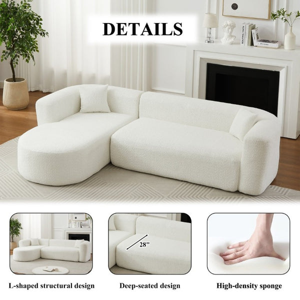English Elm Video]109.4 Inch Modular L-Shape Chenille Sectional Cloud Couch for Open Living Rooms Beige W3505S00077