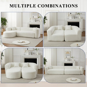 English Elm Video]109.4 Inch Modular L-Shape Chenille Sectional Cloud Couch for Open Living Rooms Beige W3505S00077
