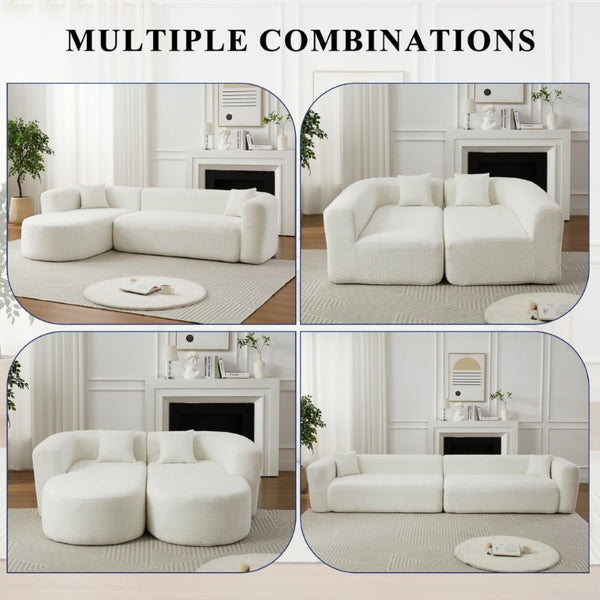 English Elm Video]109.4 Inch Modular L-Shape Chenille Sectional Cloud Couch for Open Living Rooms Beige W3505S00077