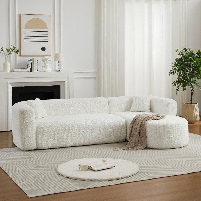 English Elm Video]109.4 Chenille Cloud Sectional Curved Modular Couch for Modern Living Rooms W3505S00080