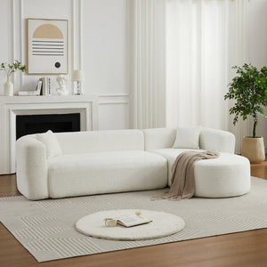 English Elm Video]109.4 Chenille Cloud Sectional Curved Modular Couch for Modern Living Rooms W3505S00080