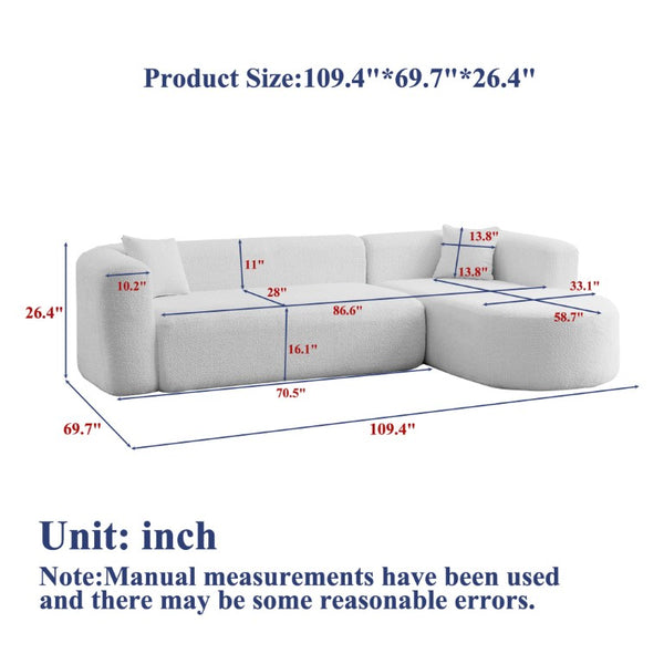 English Elm Video]109.4 Chenille Cloud Sectional Curved Modular Couch for Modern Living Rooms W3505S00080