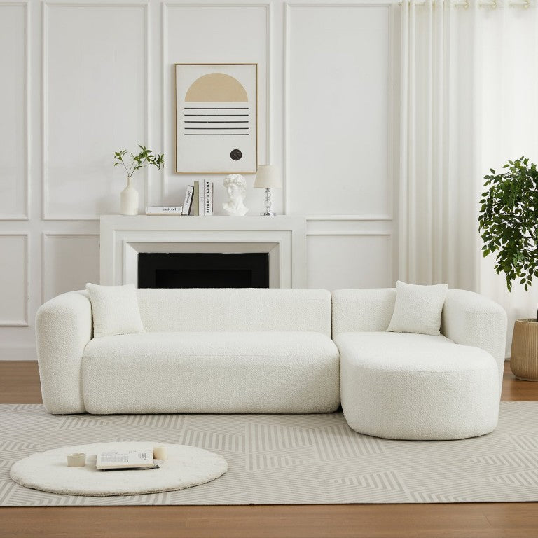 English Elm Video]109.4 Chenille Cloud Sectional Curved Modular Couch for Modern Living Rooms W3505S00080
