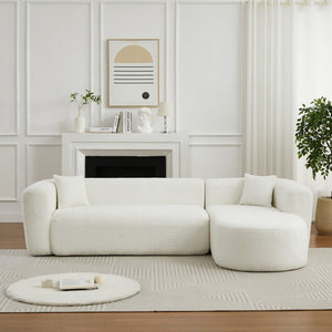 English Elm Video]109.4 Chenille Cloud Sectional Curved Modular Couch for Modern Living Rooms W3505S00080