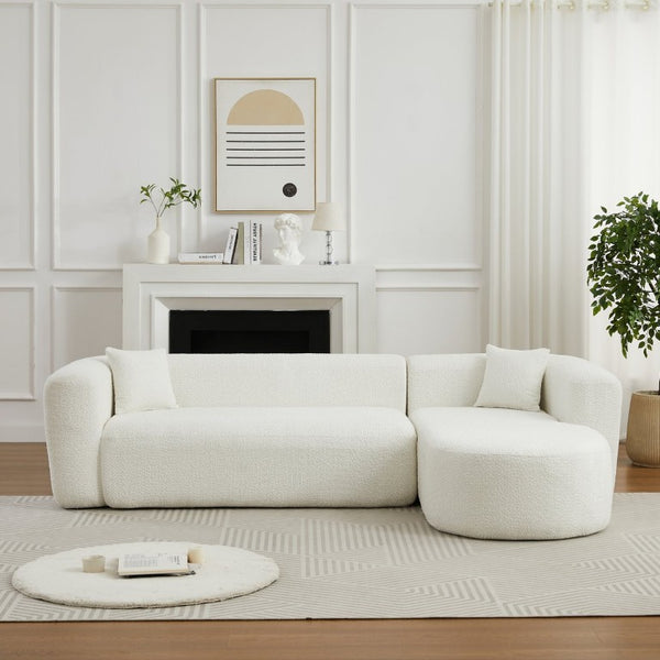 English Elm Video]109.4 Chenille Cloud Sectional Curved Modular Couch for Modern Living Rooms W3505S00080