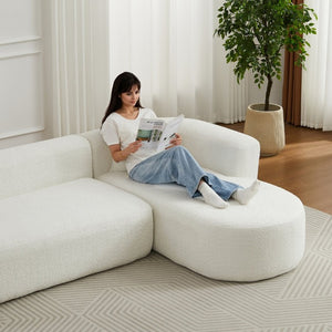 English Elm Video]109.4 Chenille Cloud Sectional Curved Modular Couch for Modern Living Rooms W3505S00080