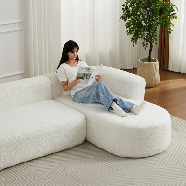 English Elm Video]109.4 Chenille Cloud Sectional Curved Modular Couch for Modern Living Rooms W3505S00080