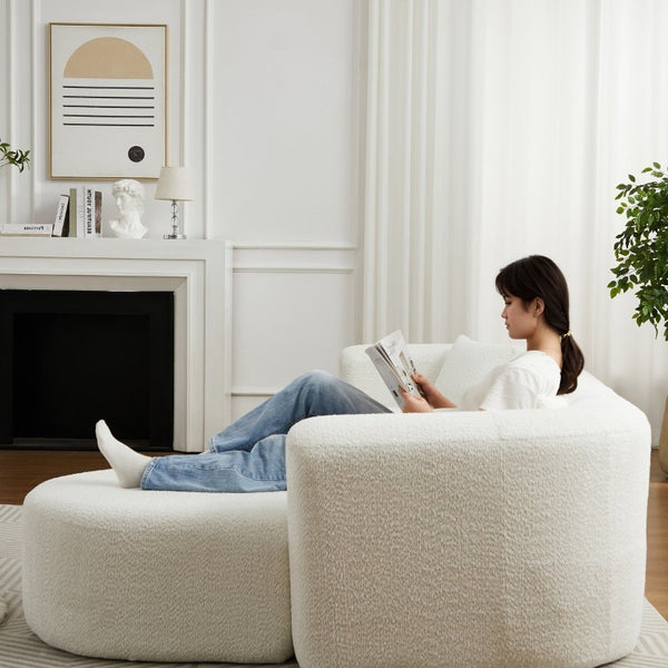 English Elm Video]109.4 Chenille Cloud Sectional Curved Modular Couch for Modern Living Rooms W3505S00080