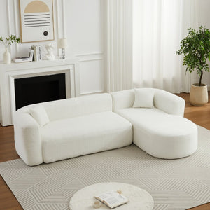 English Elm Video]109.4 Chenille Cloud Sectional Curved Modular Couch for Modern Living Rooms W3505S00080