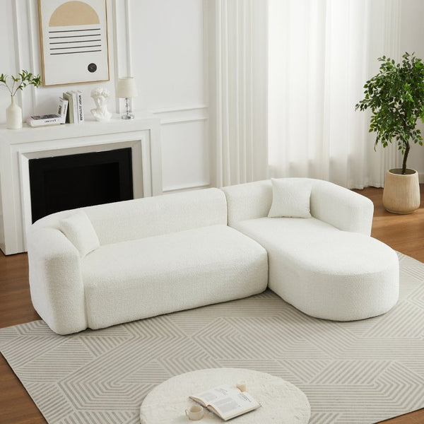 English Elm Video]109.4 Chenille Cloud Sectional Curved Modular Couch for Modern Living Rooms W3505S00080