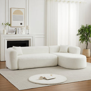 English Elm Video]109.4 Chenille Cloud Sectional Curved Modular Couch for Modern Living Rooms W3505S00080