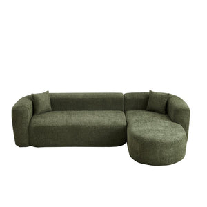 English Elm Video]109.4 Chenille Cloud Sectional Sofa Modular L-Shape Living Room Couch with Pillows Green W3505S00081
